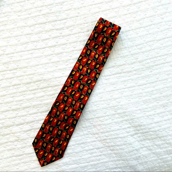 Ermenegildo Zegna Tulip Motif Tie Red Yellow Blue - Picture 5 of 7